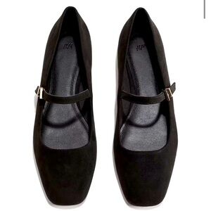 H&M Black Suede Mary Jane Ballet Flats 6 / 37